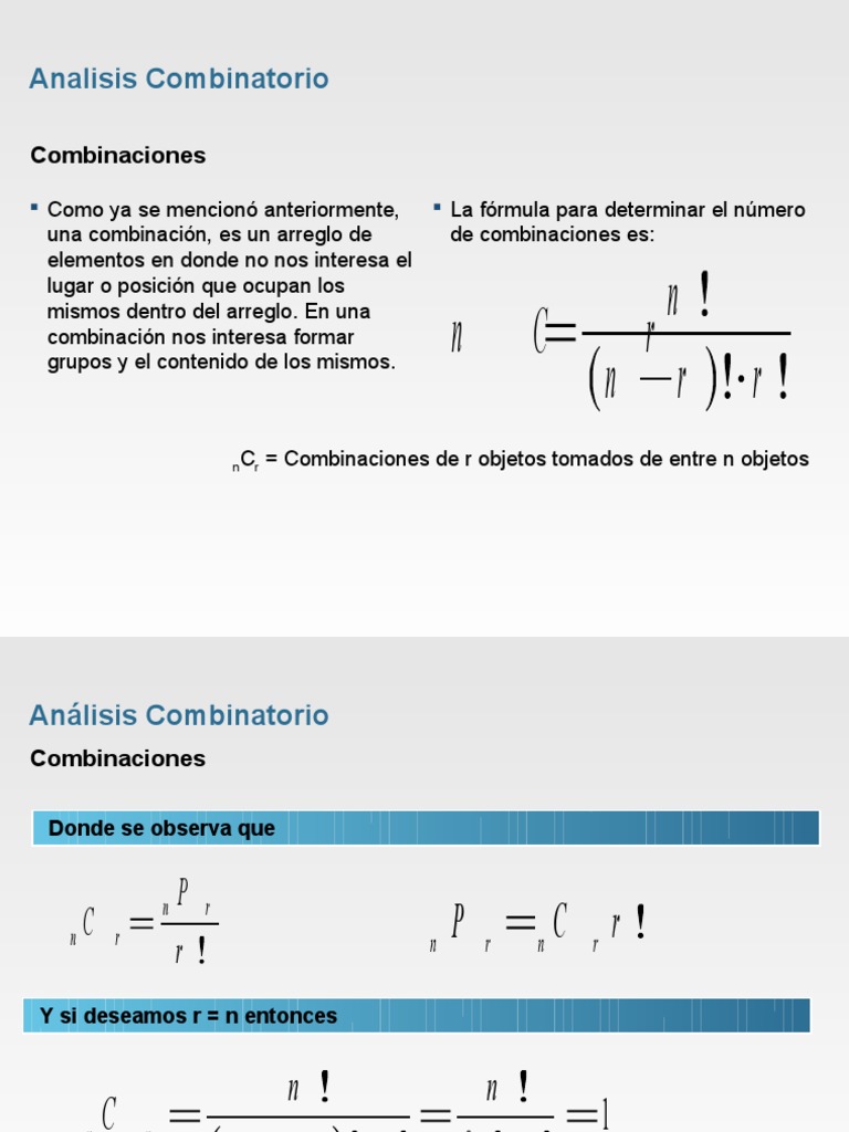 Análisis Combinatorio y Ejemplos | PDF | Combinatoria | Ocio