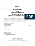 Project ON Recruitment AND Selection Process Implemented in Life Insurance Companies