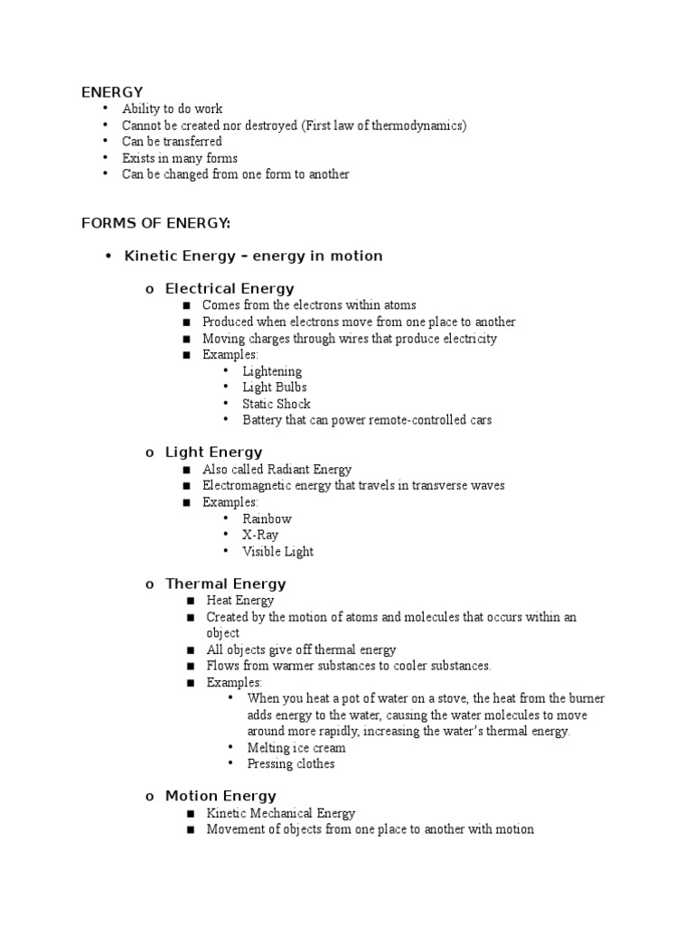 Overview of Energy Forms and Examples | PDF | Science & Mathematics