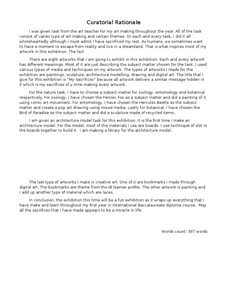 Curatorial Rationale Sem2 PDF Paintings Drawing