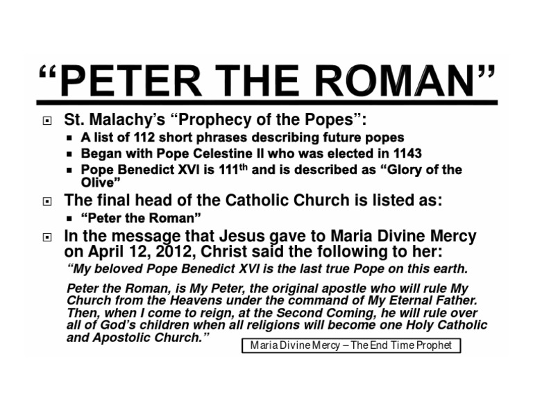 St. Malachy's Prophecy: Peter the Roman | PDF