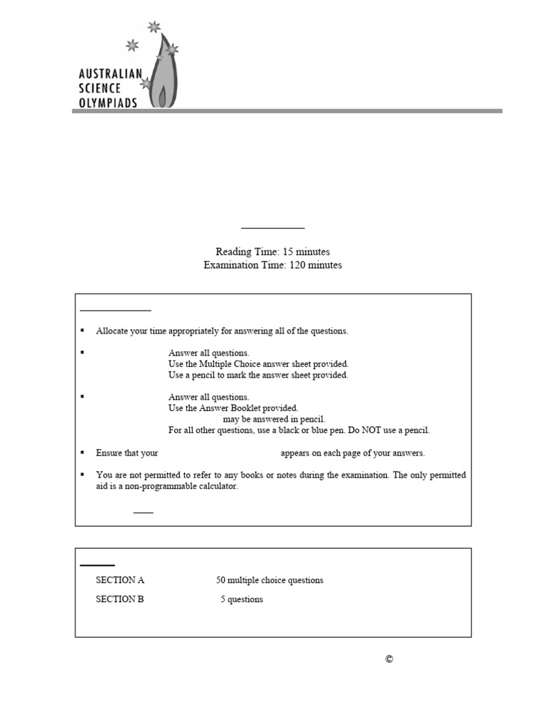 Australian Biology Olympiad 2007 PDF Luteinizing Hormone Allele