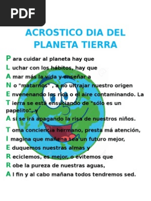 Acrostico Dia Del Planeta Tierra Naturaleza