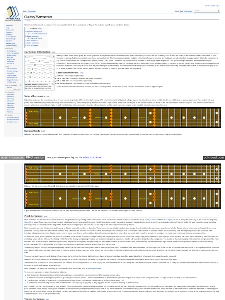 Guitar Harmonics | PDF | String Instruments | Harmonic