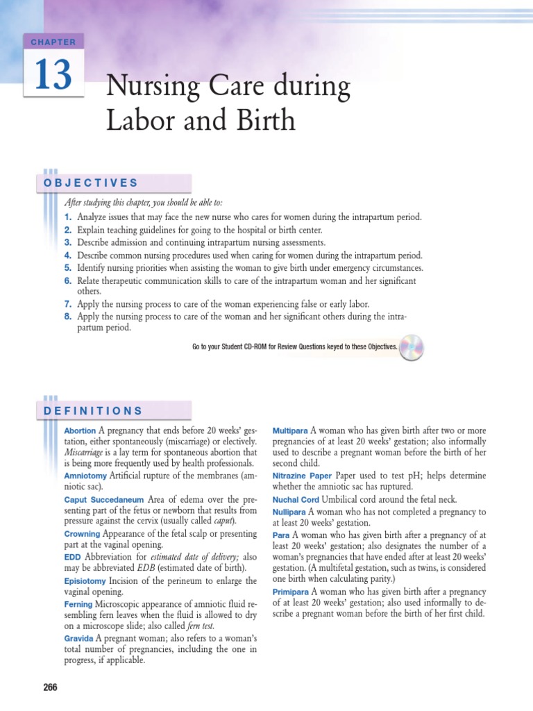 Labour and Delivery Nursing Care | PDF | Childbirth | Miscarriage