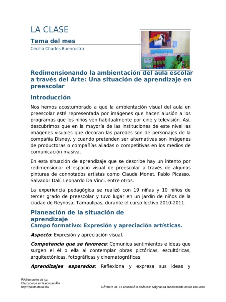 Ambientación Artística en Aula Preescolar | PDF | Pinturas | Jardín de ...