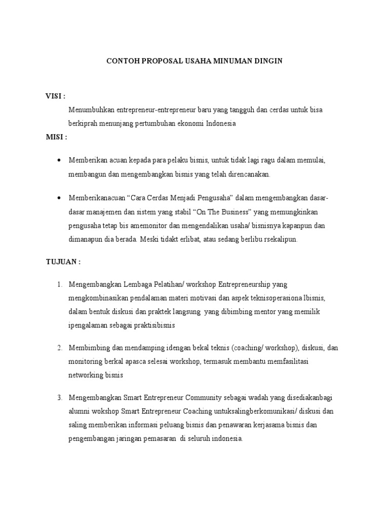 Contoh Proposal Usaha Minuman Dingin PDF