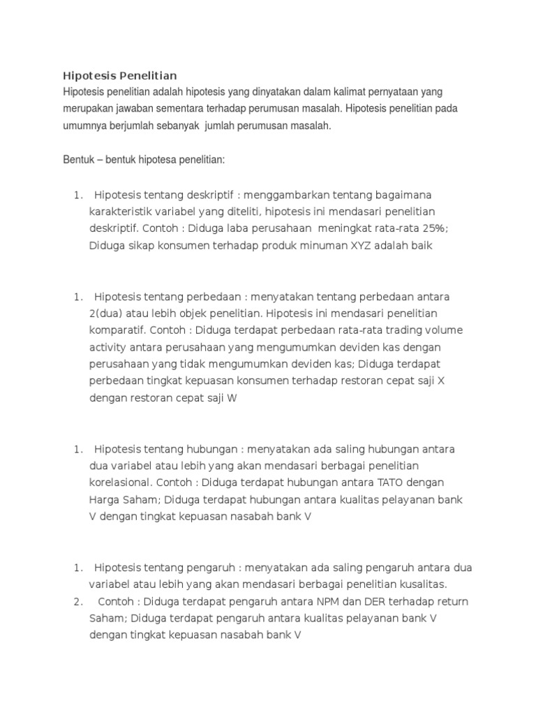 Hipotesis Penelitian Biostatistik