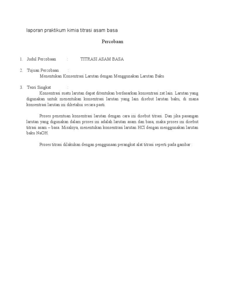 Contoh Laporan Praktikum Kimia Doc
