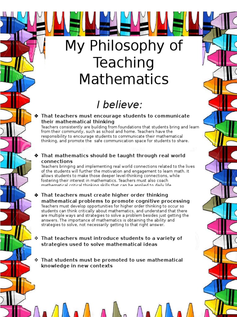 Teaching Philosophy in Mathematics | PDF | Social Science
