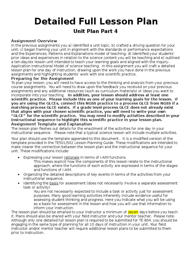Detailed Full Lesson Plan | PDF | Lesson Plan | Educational Assessment