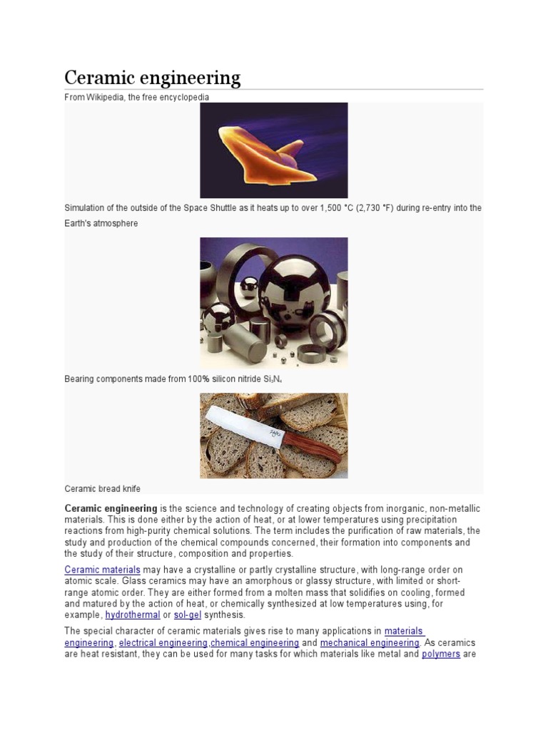 Ceramic Engineering From Wikipedia, The Free Encyclopedia PDF Ceramic Engineering Ceramics