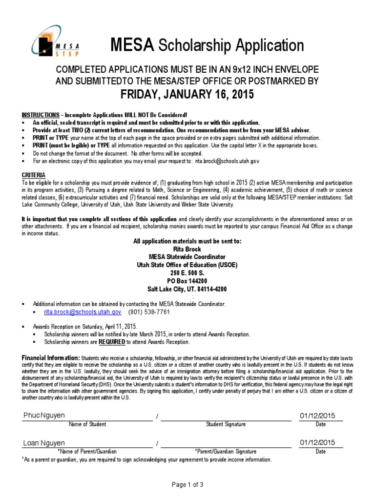 MESA Scholarship Application Guide | PDF | Race And Ethnicity In The ...