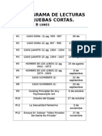 Cronograma de Lecturas para Pruebas Cortas