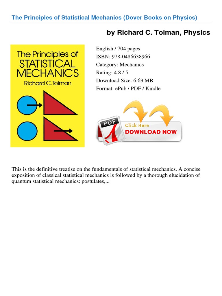 The Principles Of Statistical Mechanics Mimbarschool Com Ng