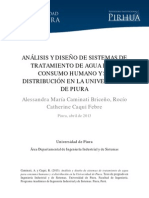 Análisis y Diseño de Sistemas de Tratamiento de Agua para Consumo Humano y Su Distribución en La Universidad de Piura