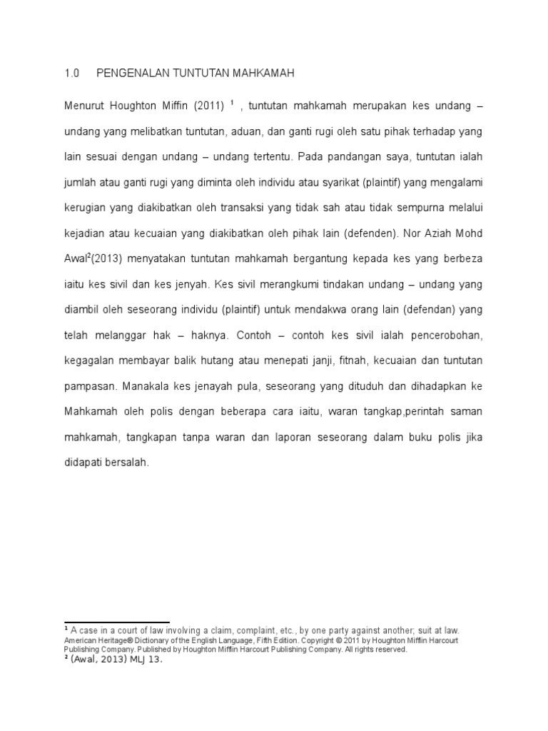 Pengenalan Tuntutan Mahkamah Pdf