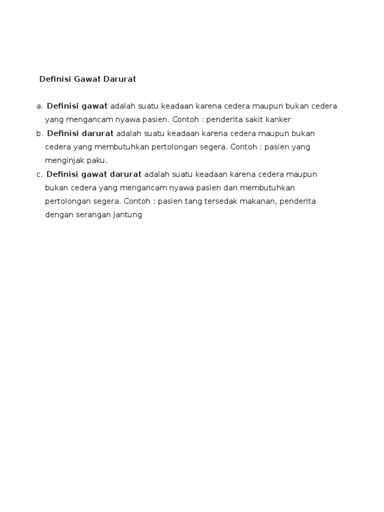 Definisi Gawat Darurat