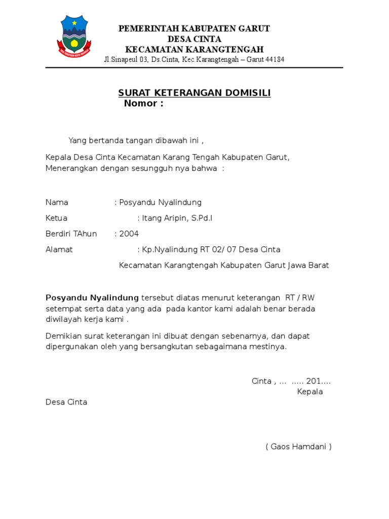 Surat Keterangan Domisili