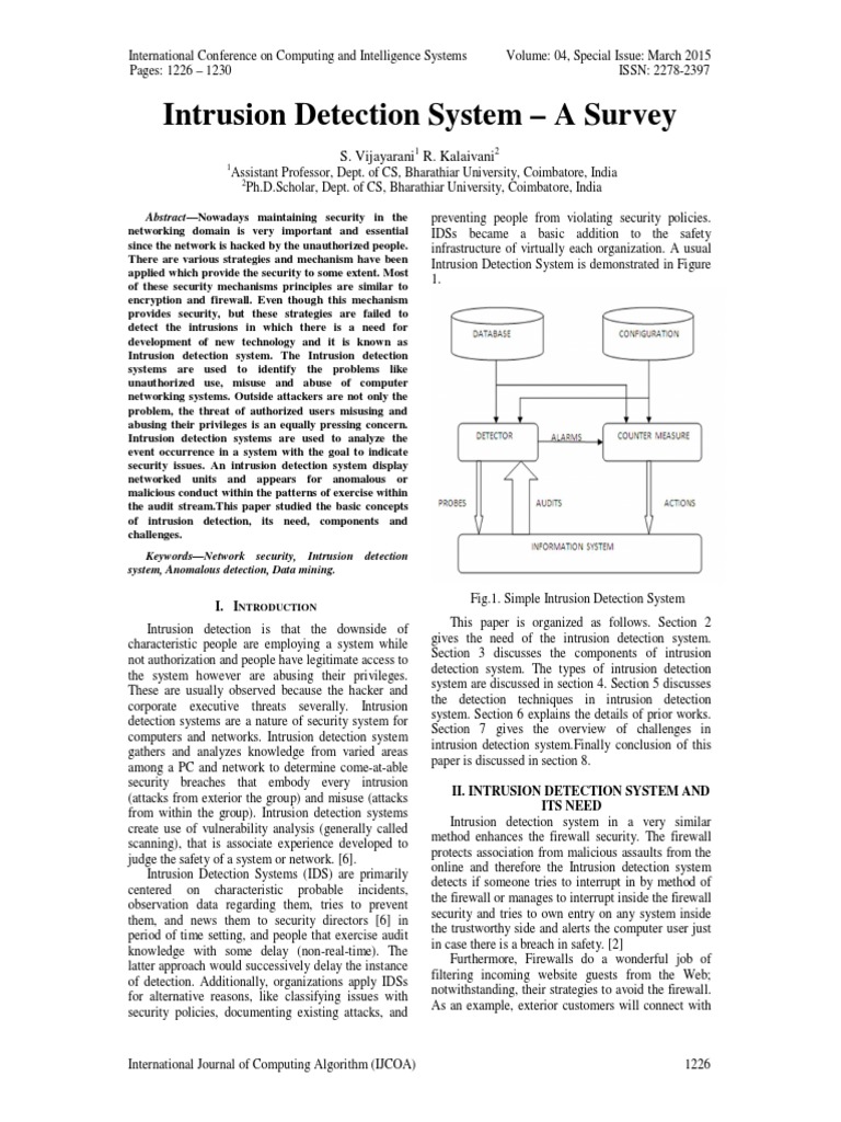 Intrusion Detection System - A Survey | PDF | Computer Security | Security