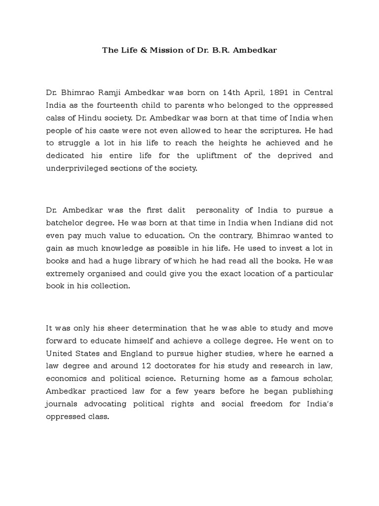 Ambedkar: Life and Mission Overview | PDF | Dalit | Government