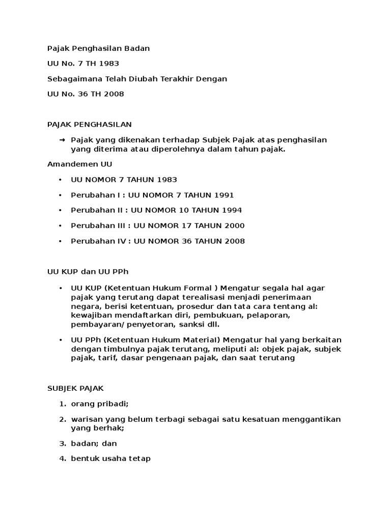 Contoh Makalah Pajak Pph Badan