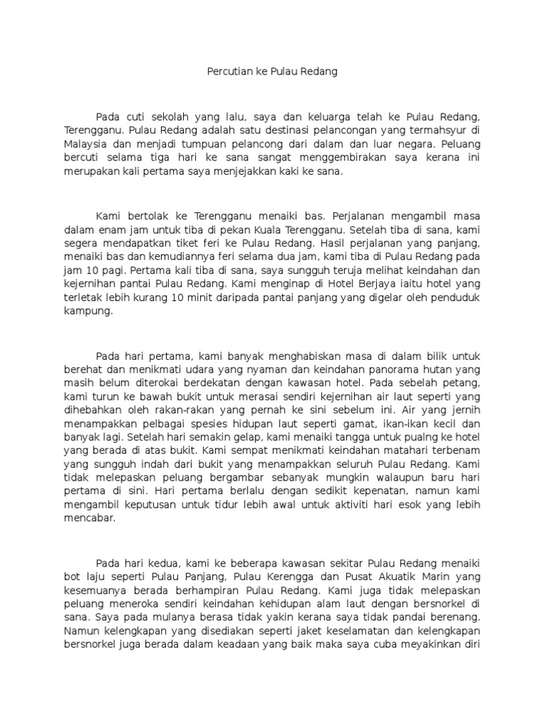 Karangan Percutian Ke Pulau Redang Pdf