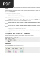 Subqueries With The SELECT Statement:: Ramesh Ahmedabad Khilan Delhi Kota Chaitali Mumbai