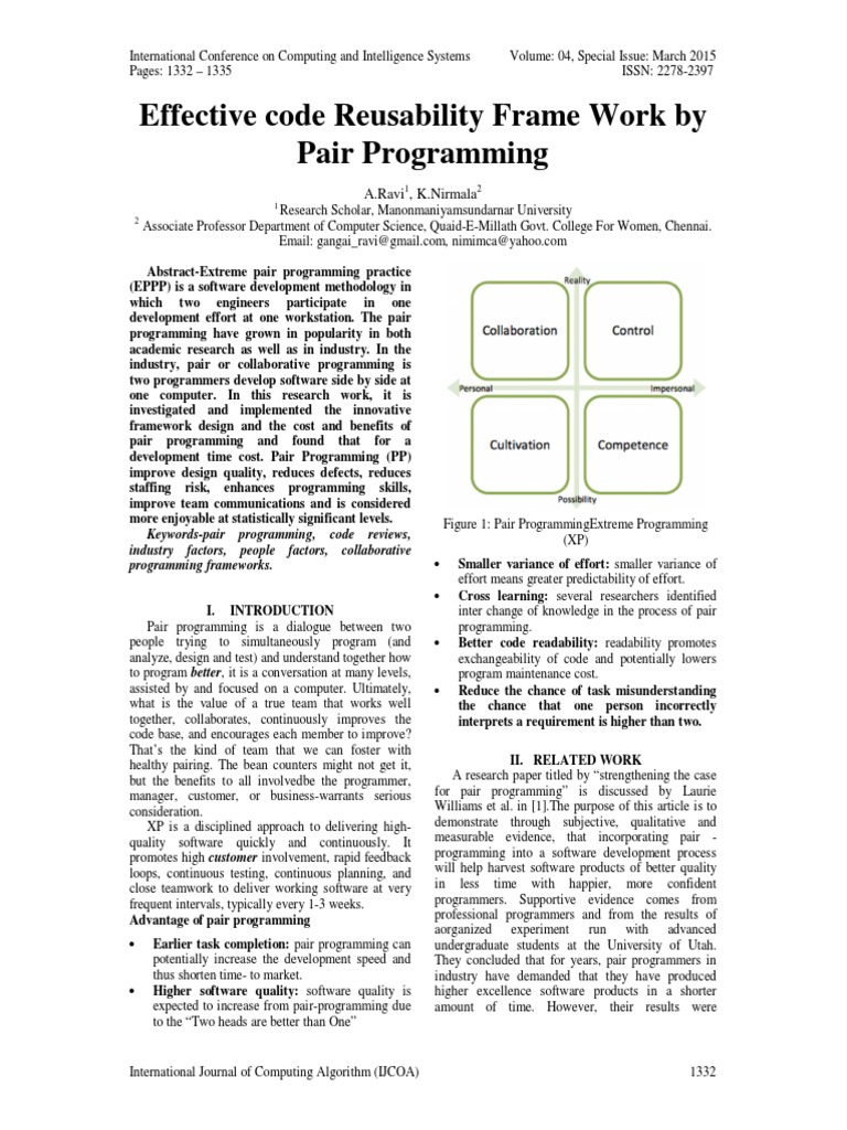 Effective Code Reusability Frame Work by Pair Programming | PDF ...