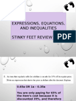 Expressions and Equations Stinky Feet Review Game (Sub Plans)