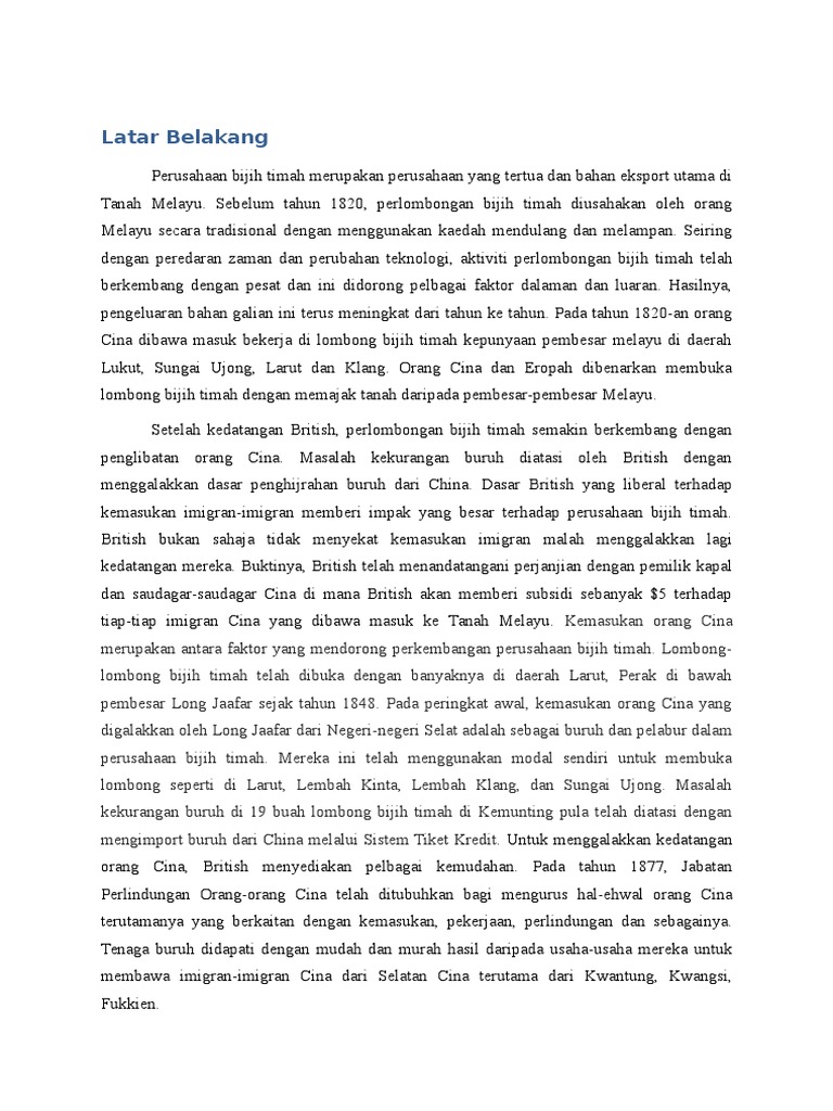 Kaedah Perlombongan Selepas Kedatangan British  PDF