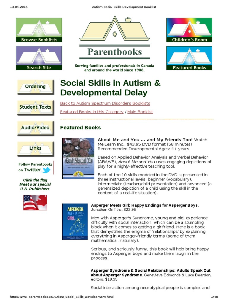 Autism Social Skills Development Booklist PDF | PDF | Autism | Autism ...