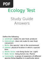 Ecology Test: Study Guide Answers