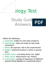 Ecology Test: Study Guide Answers