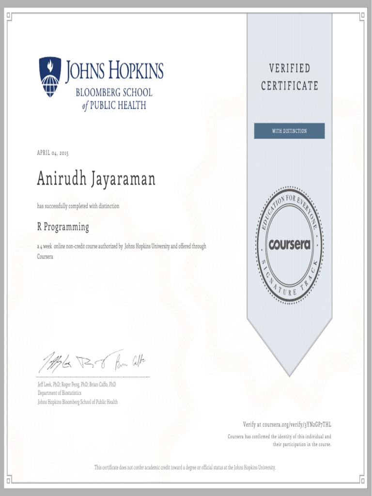 R Programming Course Completion | PDF