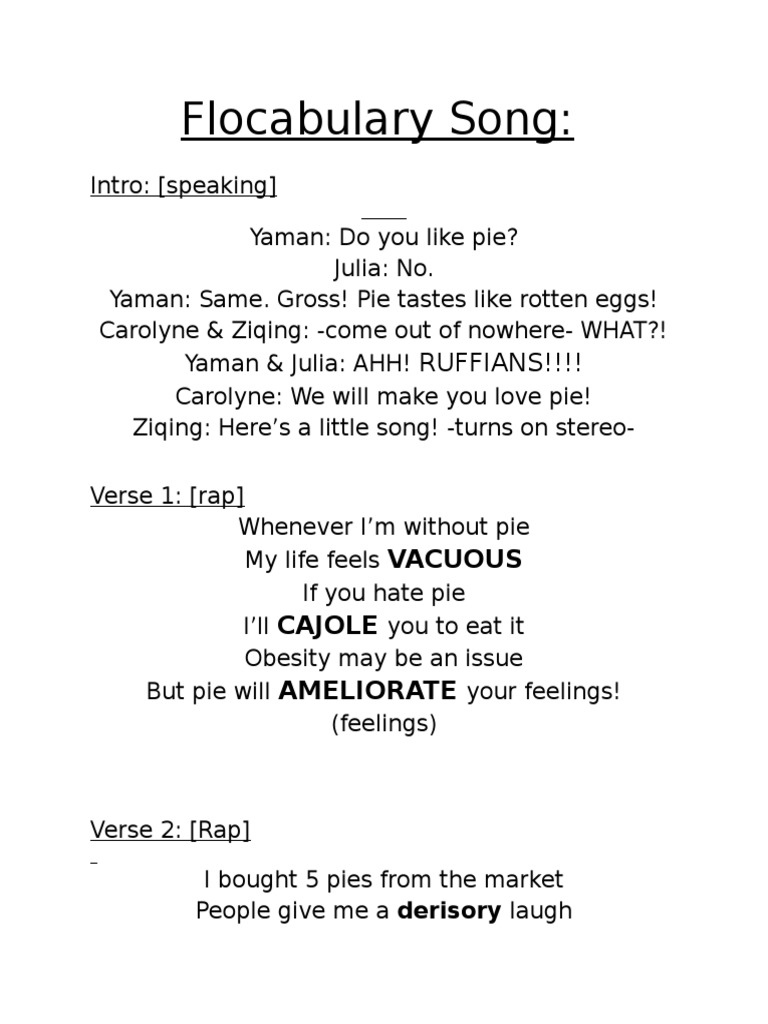 Flocabularysongfinal | PDF | Art | Poetry