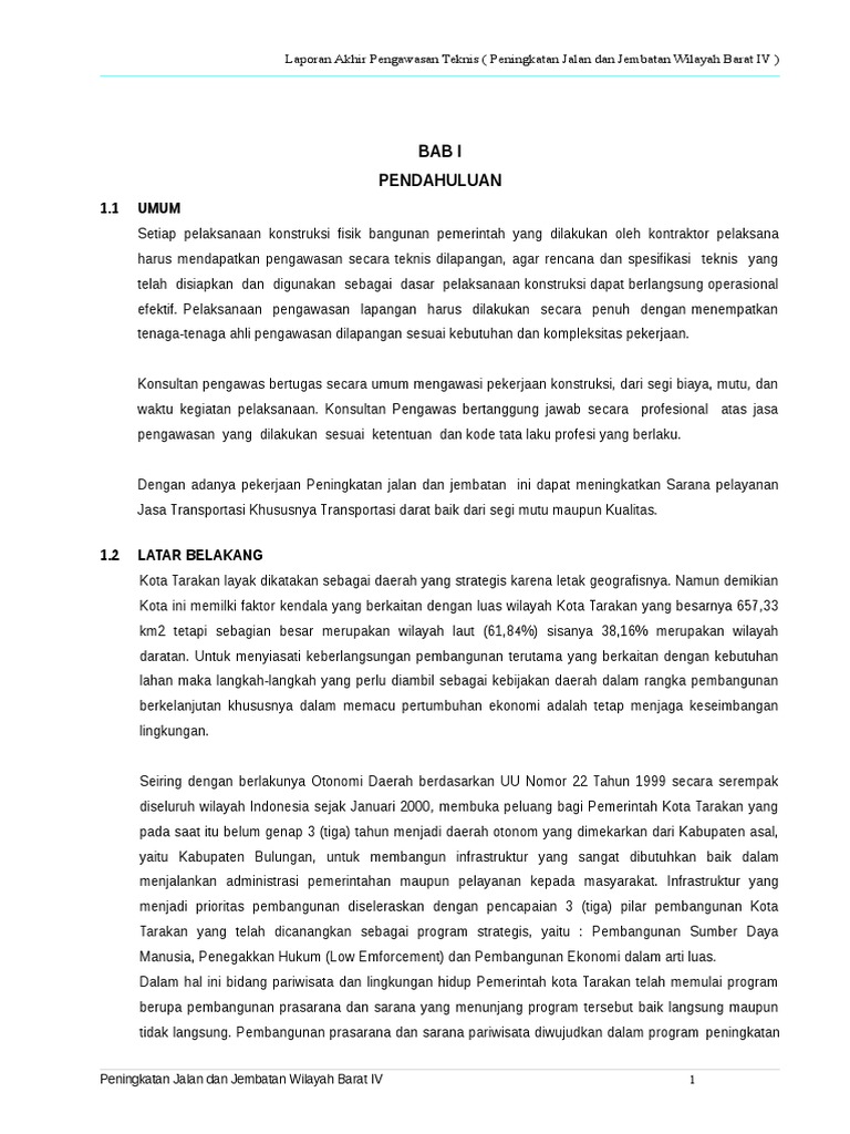 Laporan Akhir Pengawasan Jalan Lingkungan Wilayah Barat