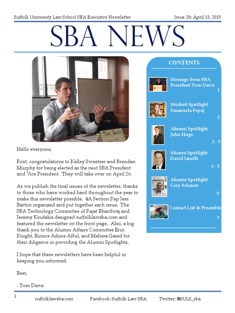 Suffolk Law SBA Newsletter 20 - 4/13/15 | PDF | Lawyer | Virtue