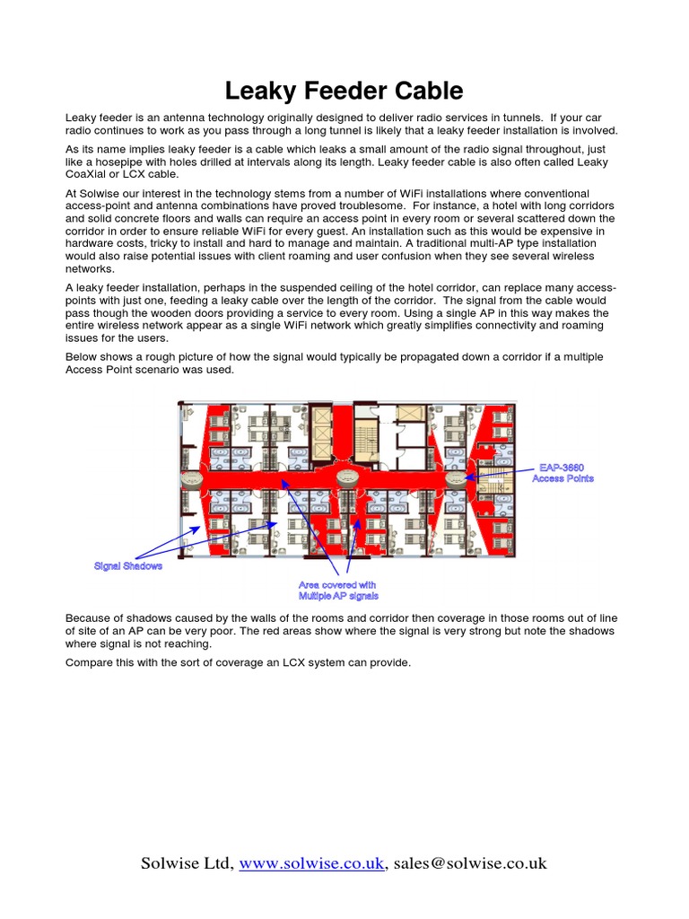 Leaky Feeder Cable Introduction PDF Coaxial Cable Antenna (Radio)