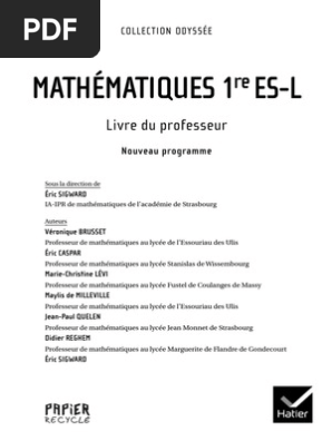 Manuel Maths 1re ES-L - Livre Professeur | PDF | Pourcentage | Informatique