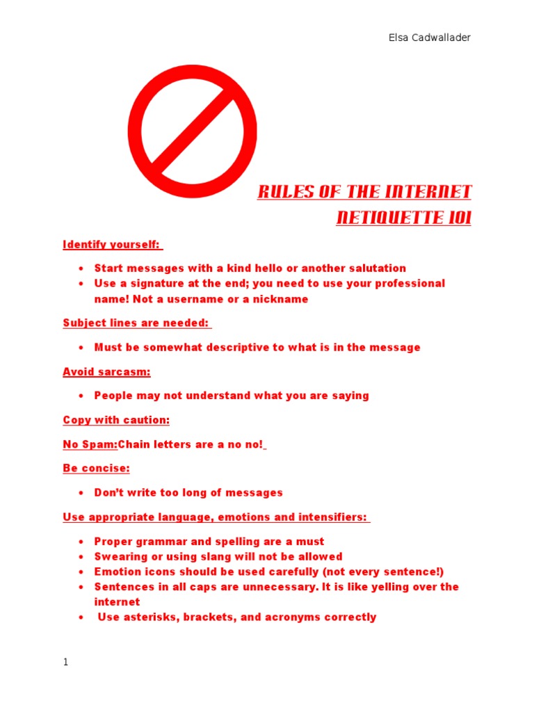 Netiquette Guidelines for Online Communication | PDF