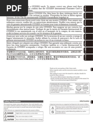 Notice D'instruction Pour Montre Citizen Quartz World Time Calibre U010 - Occasion