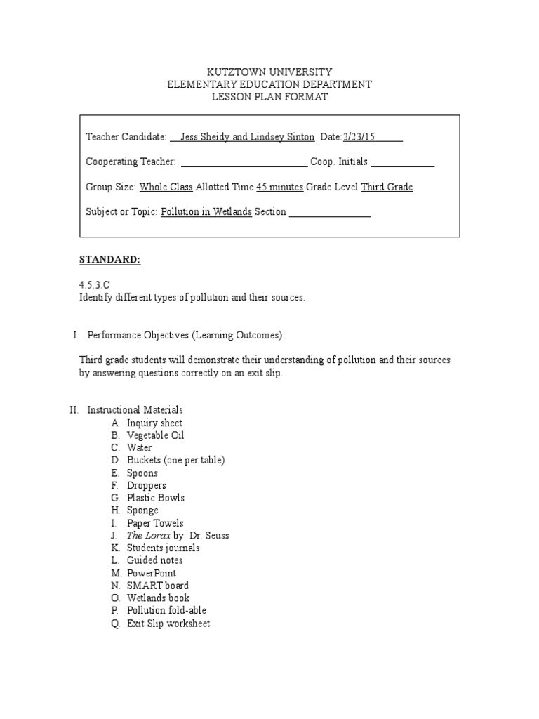 Pollution Lesson Plan | PDF | Pollution | Lesson Plan
