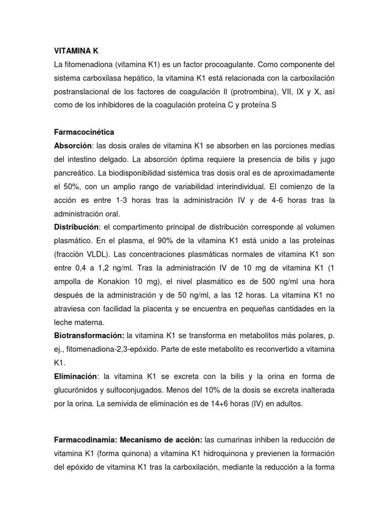 Vitamina K | PDF | Farmacocinética | Rabia