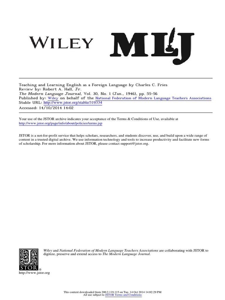 Teaching and Learning English As A Foreign Language | PDF ...