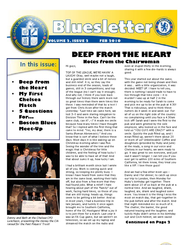 Chelsea In America Newsletter Update | PDF | Chelsea F.C. | Premier ...
