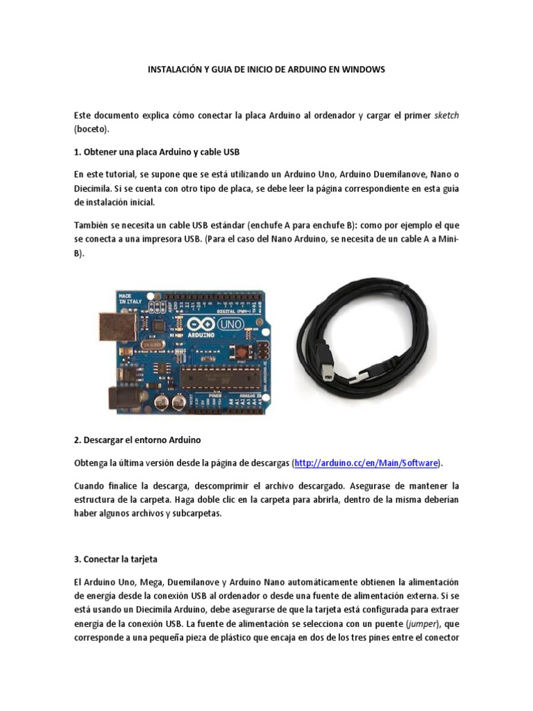 Guía de Instalación de Arduino en Windows | PDF | USB | Arduino