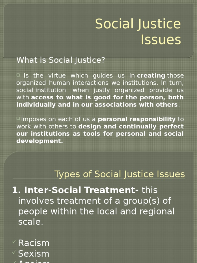 An Analysis of Social Justice Issues and Strategies for Resolving