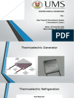 Hk08 Mechanical Engineering Title: Solar Powered Thermoelectric System (Thermoelectric Cooler) Name: Al Fareez Bin Aslie Matric Number: BK12110011