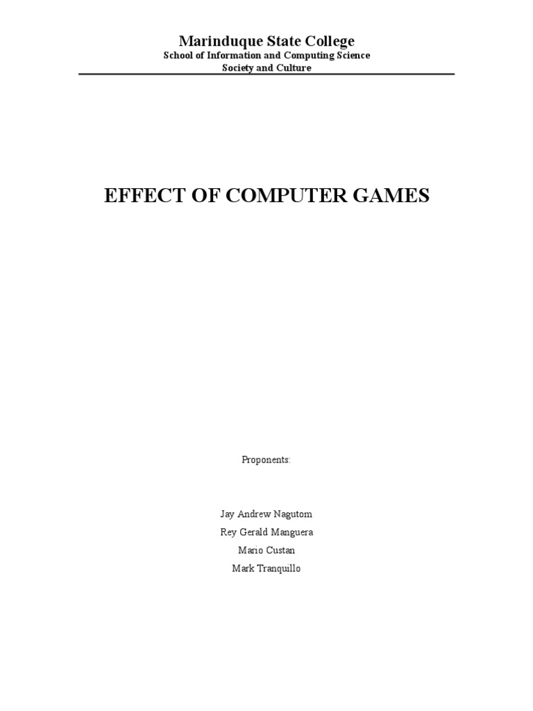 Effects of Computer Games on Students | PDF | Video Games | Adolescence